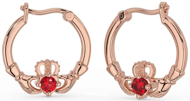 Ruby Rose Gold Claddagh Dangle Earrings