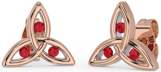 Ruby Rose Gold Silver Celtic Trinity Knot Stud Earrings