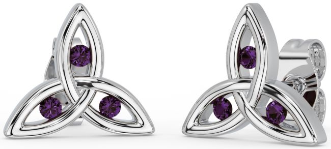 Alexandrite Silver Celtic Trinity Knot Stud Earrings