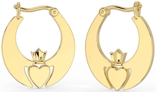 Gold Silver Claddagh Dangle Earrings