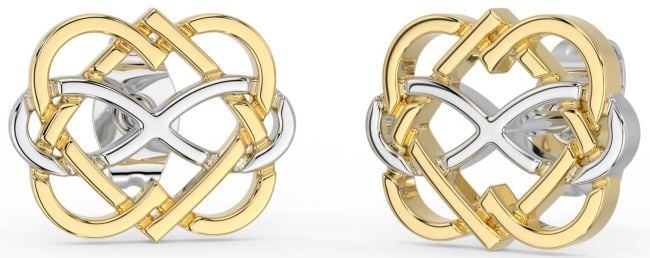 Gold Silver Infinity Heart Stud Earrings