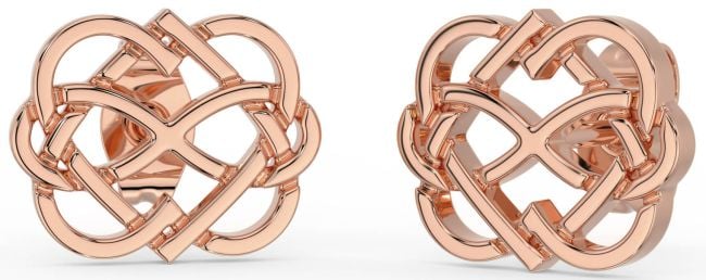 Rose Gold Silver Infinity Heart Stud Earrings