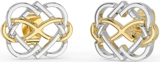 Gold Silver Infinity Heart Stud Earrings