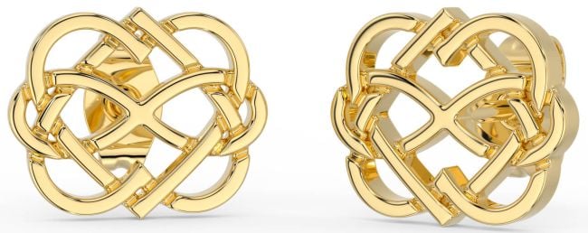 Gold Silver Infinity Heart Stud Earrings