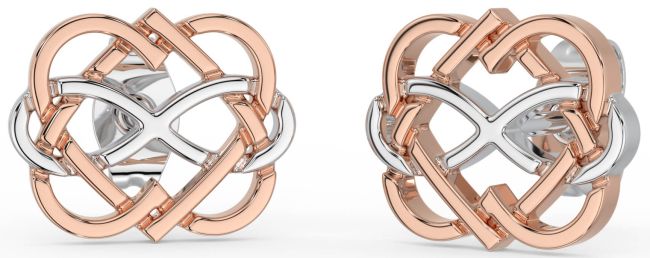 White Rose Gold Infinity Heart Stud Earrings