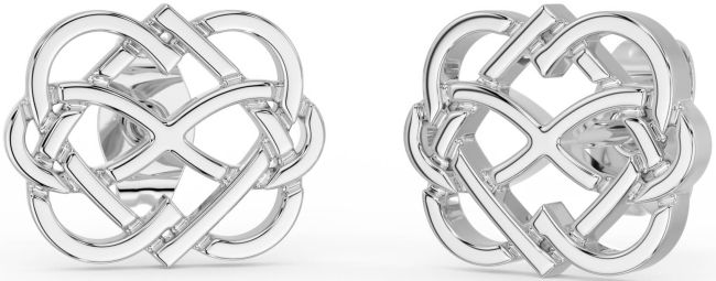 White Gold Infinity Heart Stud Earrings