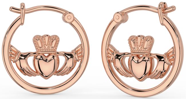 Rose Gold Silver Celtic Claddagh Hoop Earrings