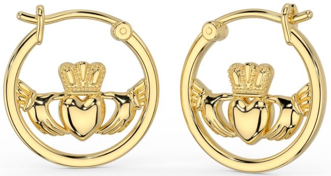 Gold Silver Celtic Claddagh Hoop Earrings