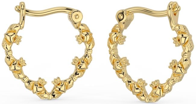 Gold Silver Claddagh Hoop Earrings