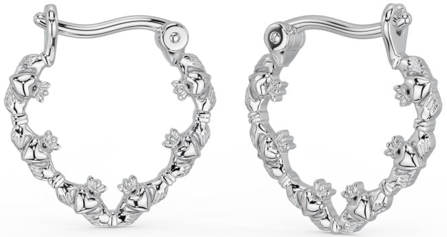 Silver Claddagh Hoop Earrings