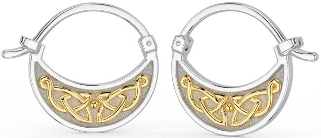 Gold Silver Celtic Hoop Earrings
