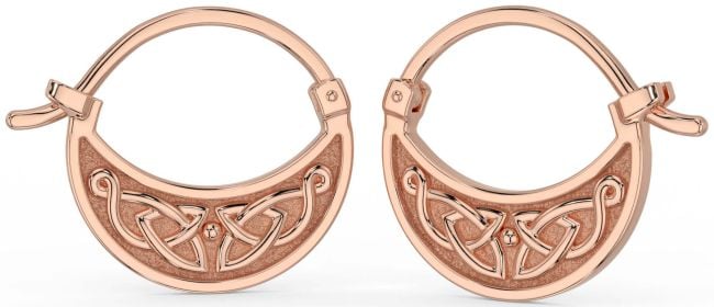 Rose Gold Silver Celtic Hoop Earrings