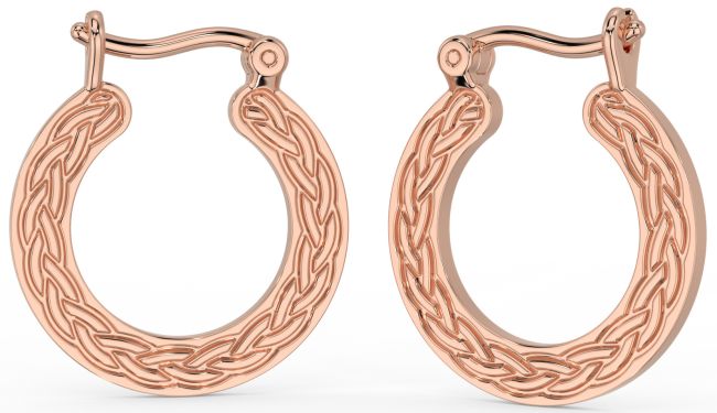 Rose Gold Silver Celtic Hoop Earrings