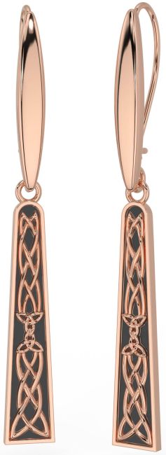 Rose Gold Silver Black Rhodium Celtic Dangle Earrings