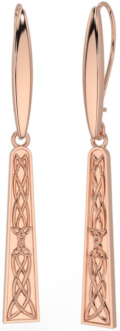 Rose Gold Silver Celtic Dangle Earrings