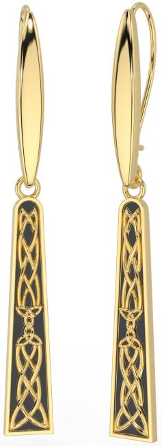 Gold Silver Black Rhodium Celtic Dangle Earrings