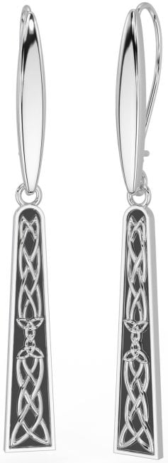 Silver Black Rhodium Celtic Dangle Earrings