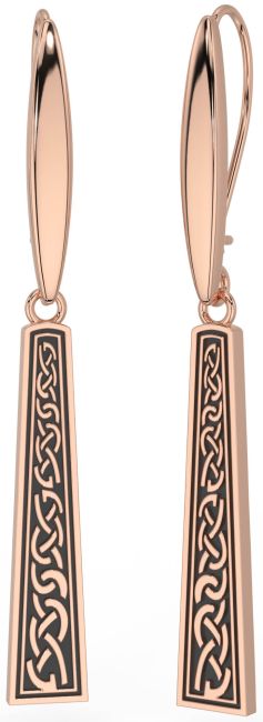 Rose Gold Silver Black Rhodium Celtic Dangle Earrings