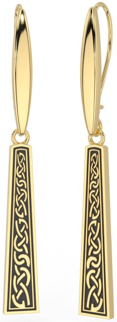 Gold Black Rhodium Celtic Dangle Earrings