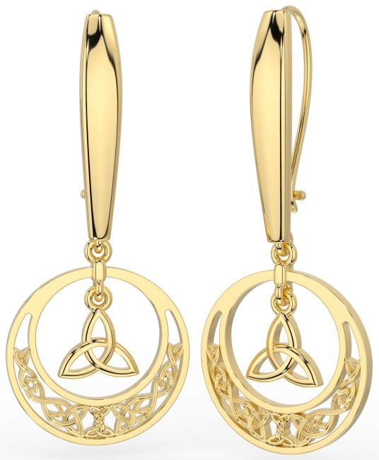 Gold Celtic Trinity Knot Dangle Earrings