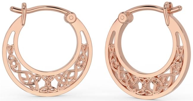 Rose Gold Silver Celtic Hoop Earrings