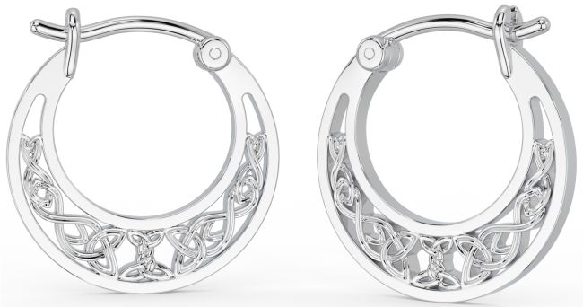 White Gold Celtic Hoop Earrings