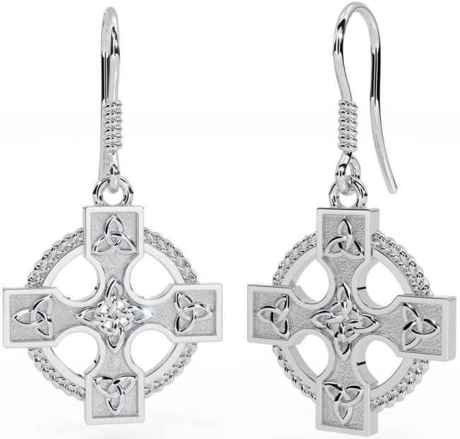 Silver Celtic Cross Dangle Earrings