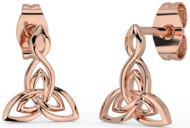 Rose Gold Silver Celtic Trinity Knot Dangle Earrings