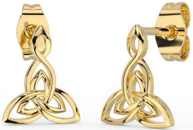 Gold Celtic Trinity Knot Dangle Earrings