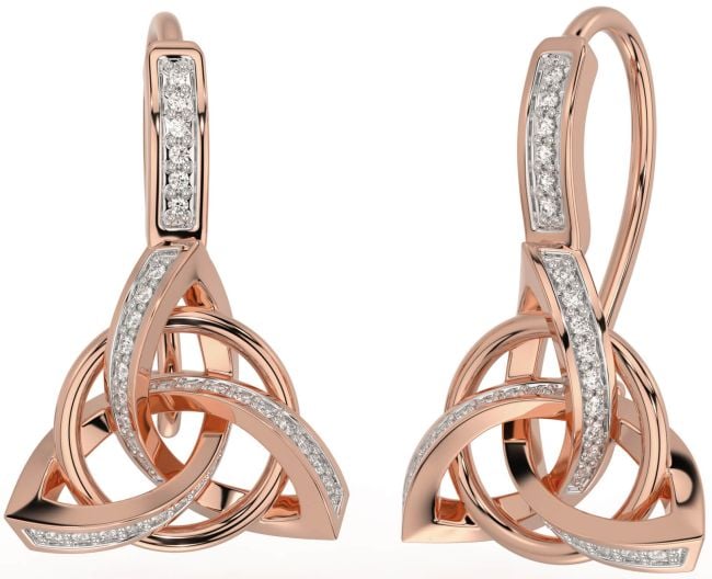 Diamond Rose Gold Cercei Dangle Celtic Trinity Knot