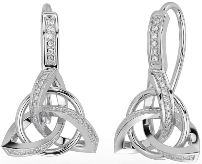 Celtic Diamond Silver Cercei Trinity Knot Dangle