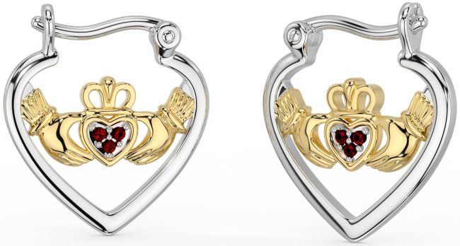 Granch Gold Silber Claddagh Band Ohrringe