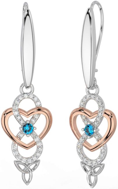 Trandafir de topaz diamant Aur Argint Infinity Trinity Celtic Cercei Knot Dangle