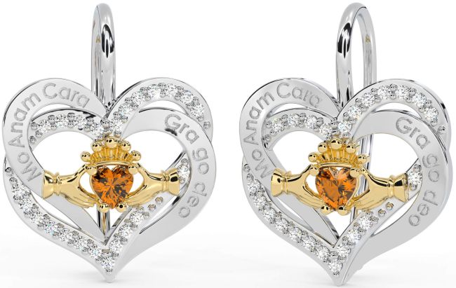 Diamond Citrine Gold Silver Irish 