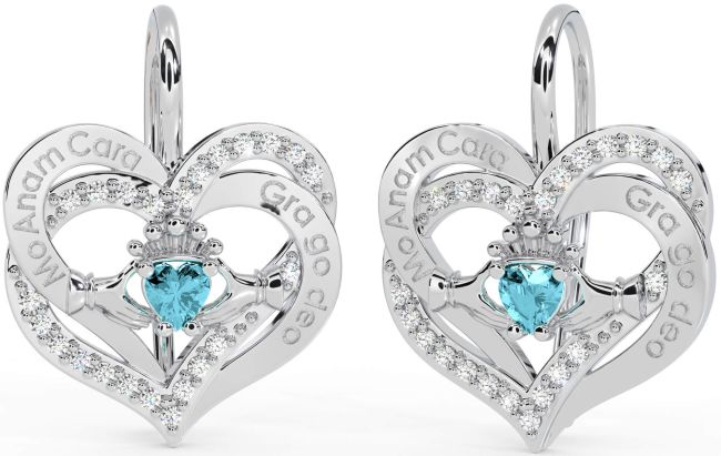 Diamond Aquamarine Silver Irish 