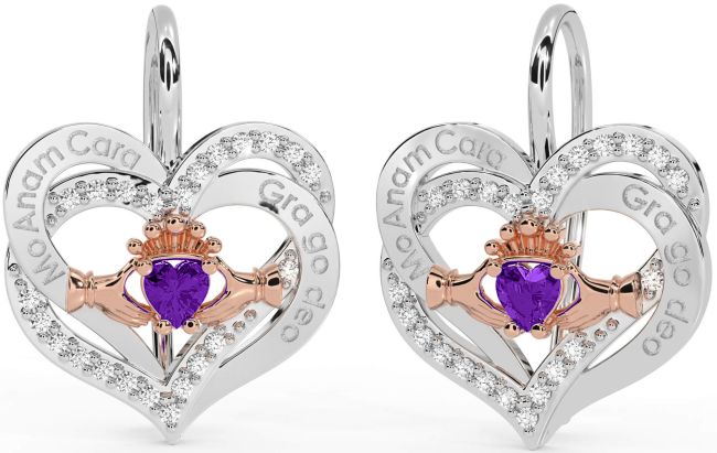 Diamond Amethyst Rose Gold Silver Irish 