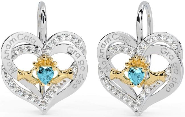 Diamond Aquamarine Gold Silver Irish 