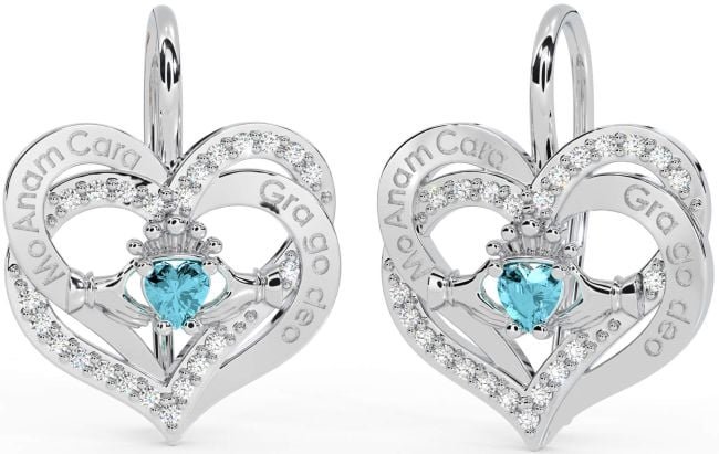 Diamond Aquamarine White Gold Irish 