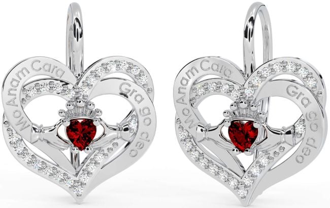 Diamond Garnet White Gold Irish 