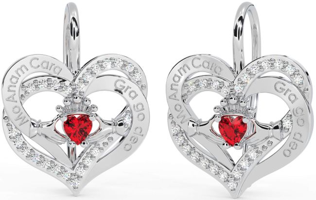 Diamond Ruby White Gold Irish 