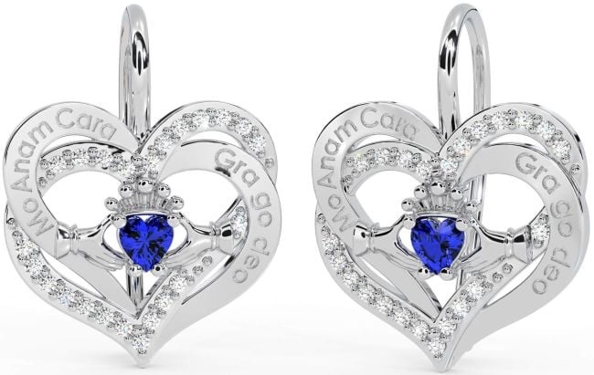 Diamond Sapphire White Gold Irish 