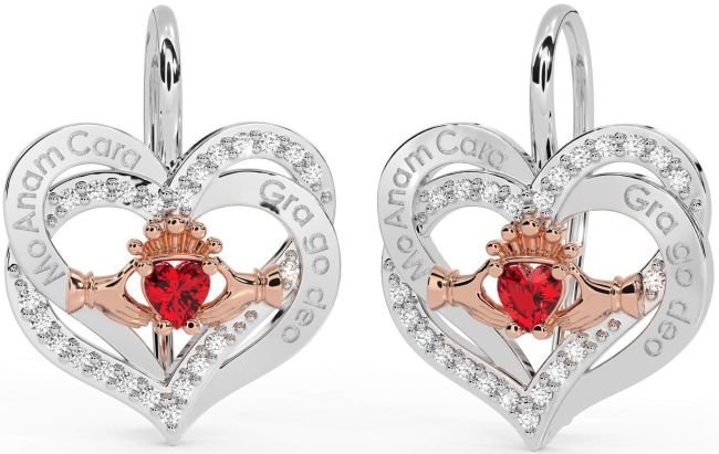 Diamond Ruby White Rose Gold Irish 