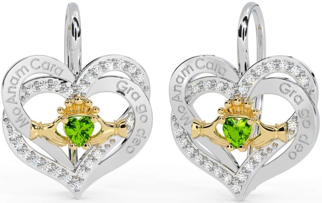 Diamond Peridot White Yellow Gold Irish 