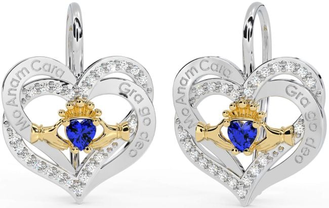 Diamond Sapphire White Yellow Gold Irish 