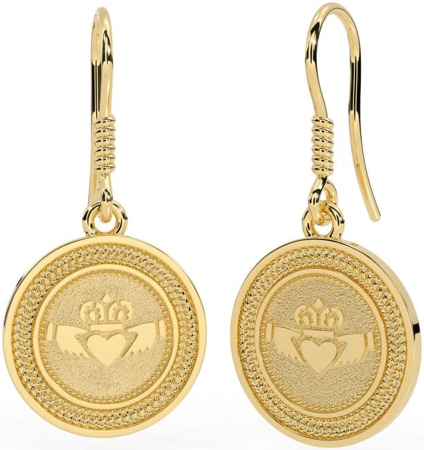 Gold Silver Celtic Claddagh Dangle Earrings