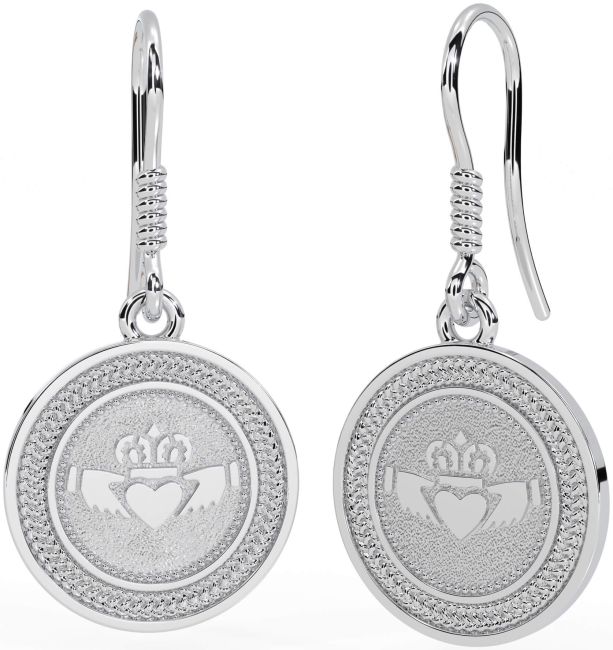 Silver Celtic Claddagh Dangle Earrings