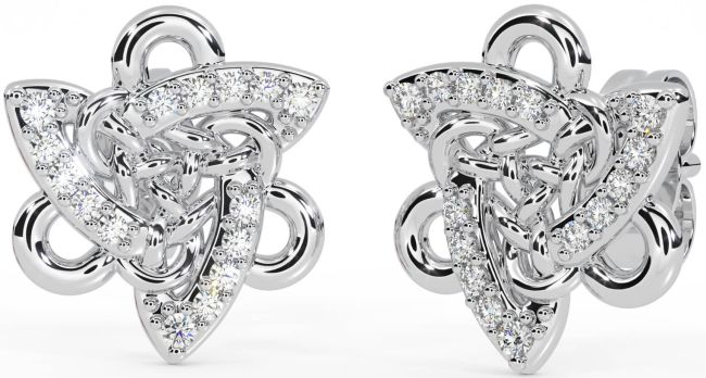 Diamond White Gold Celtic Trinity Knot Stud Earrings