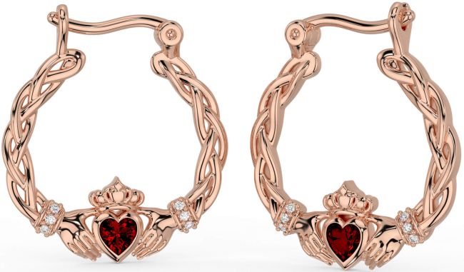 Diamante Granato Rosa Oro Argento celtico Claddagh Perla Penzolare Orecchini