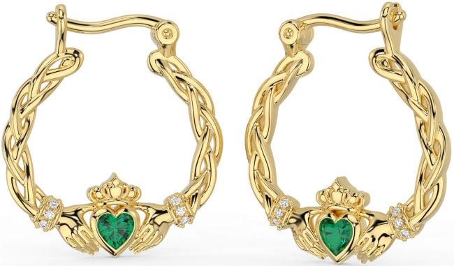 Diamante Esmeralda Ouro Prata céltico Claddagh Pérola Pendurar Brincos