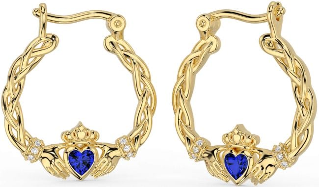 Diamante Zafiro Oro Plata céltico Claddagh Perla Colgar Pendientes